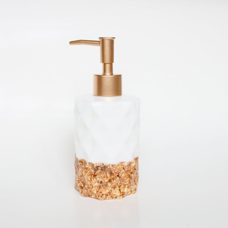 Wit met vlokken zeepdispenser