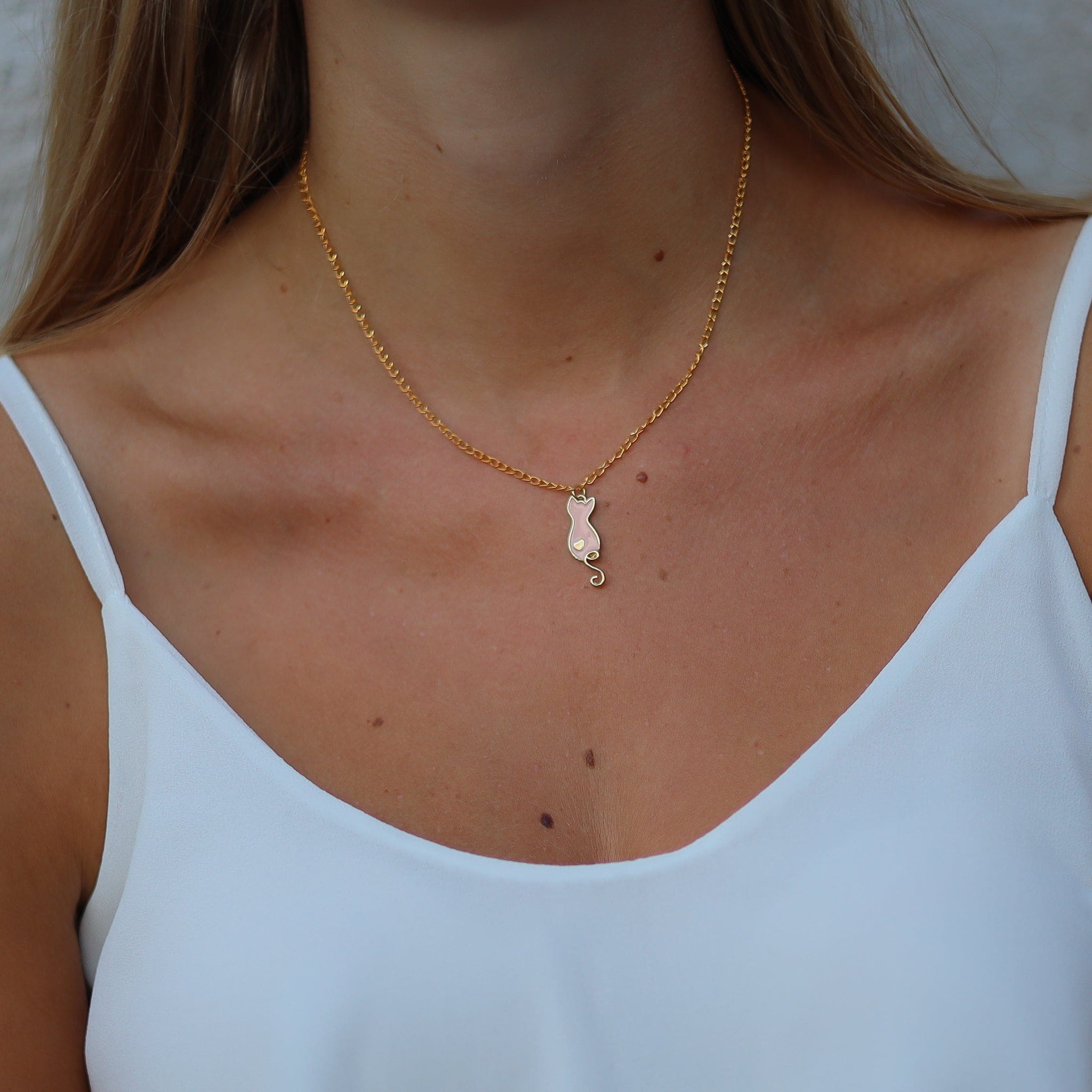 Gouden ketting met kat