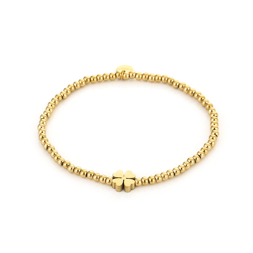Edelstahlperlenarmband mit Kleeblatt