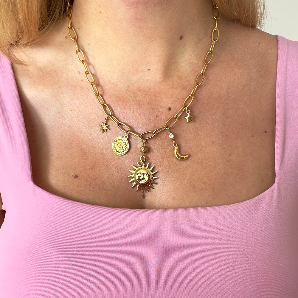 Bedelketting met zon en maan