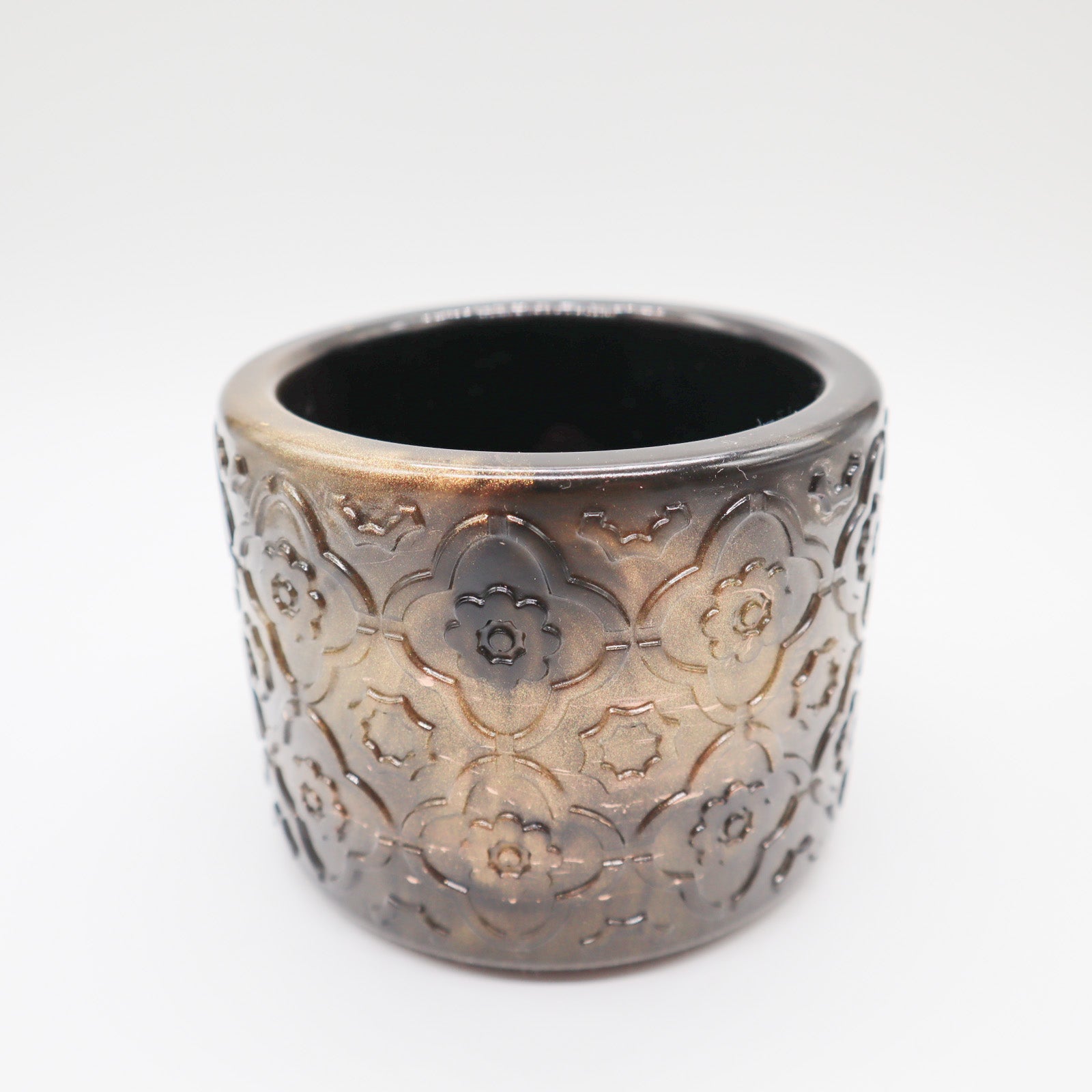 Grand pot de fleurs noir et or