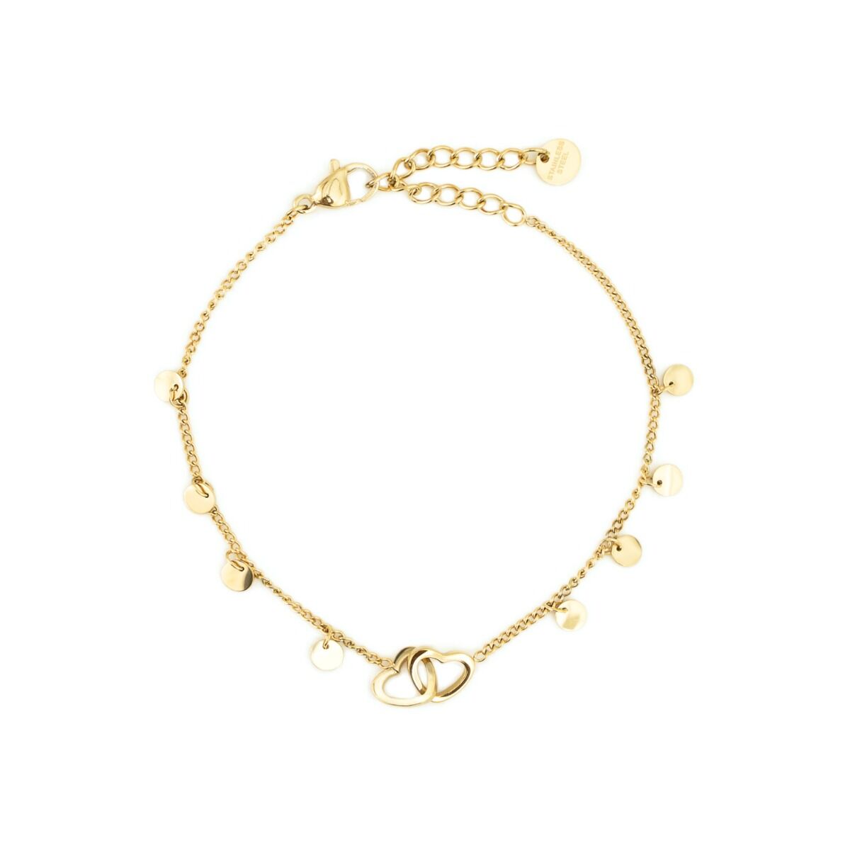 Dubbele hartjes en bolletjes armband