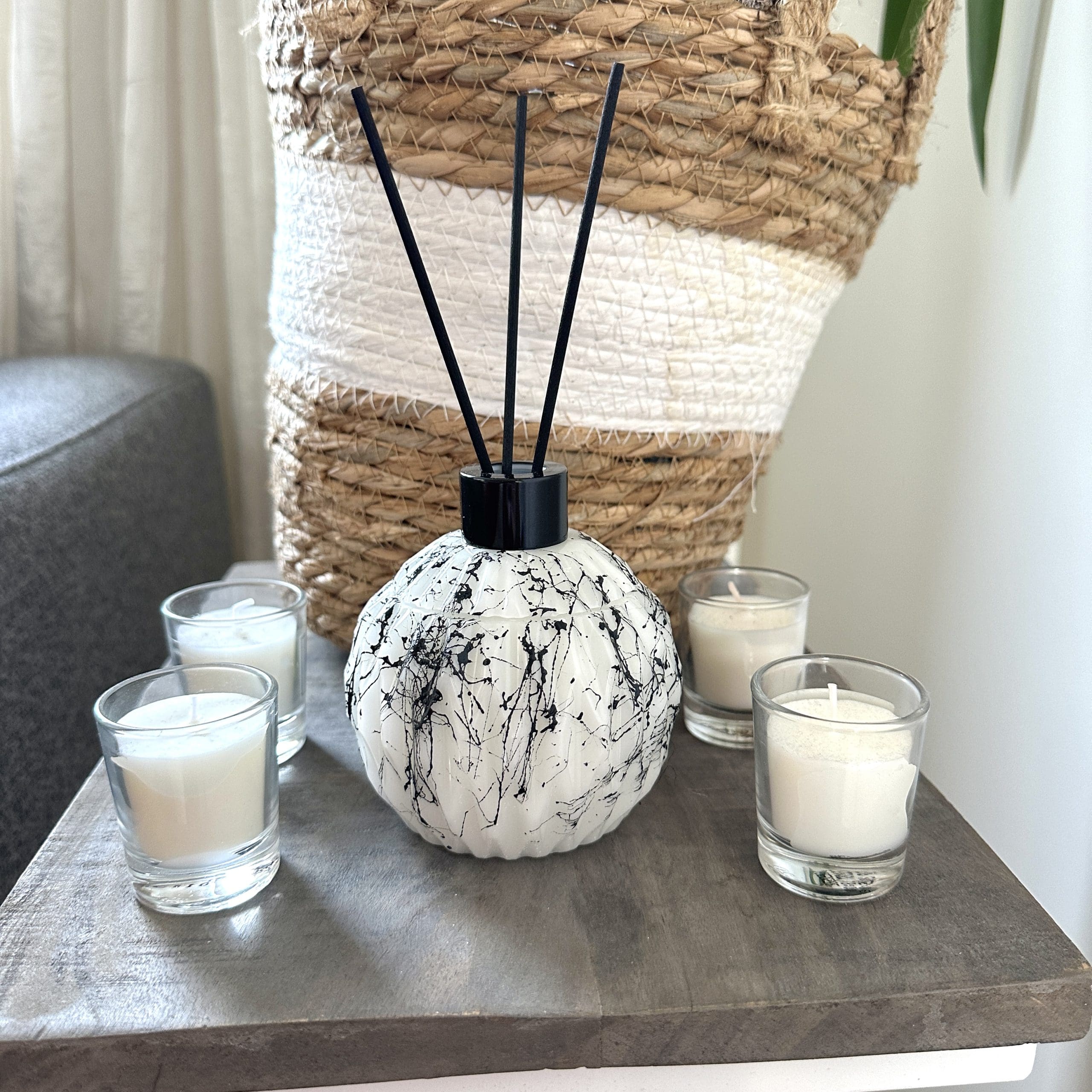 Marmer look zwart geurstokjes houder