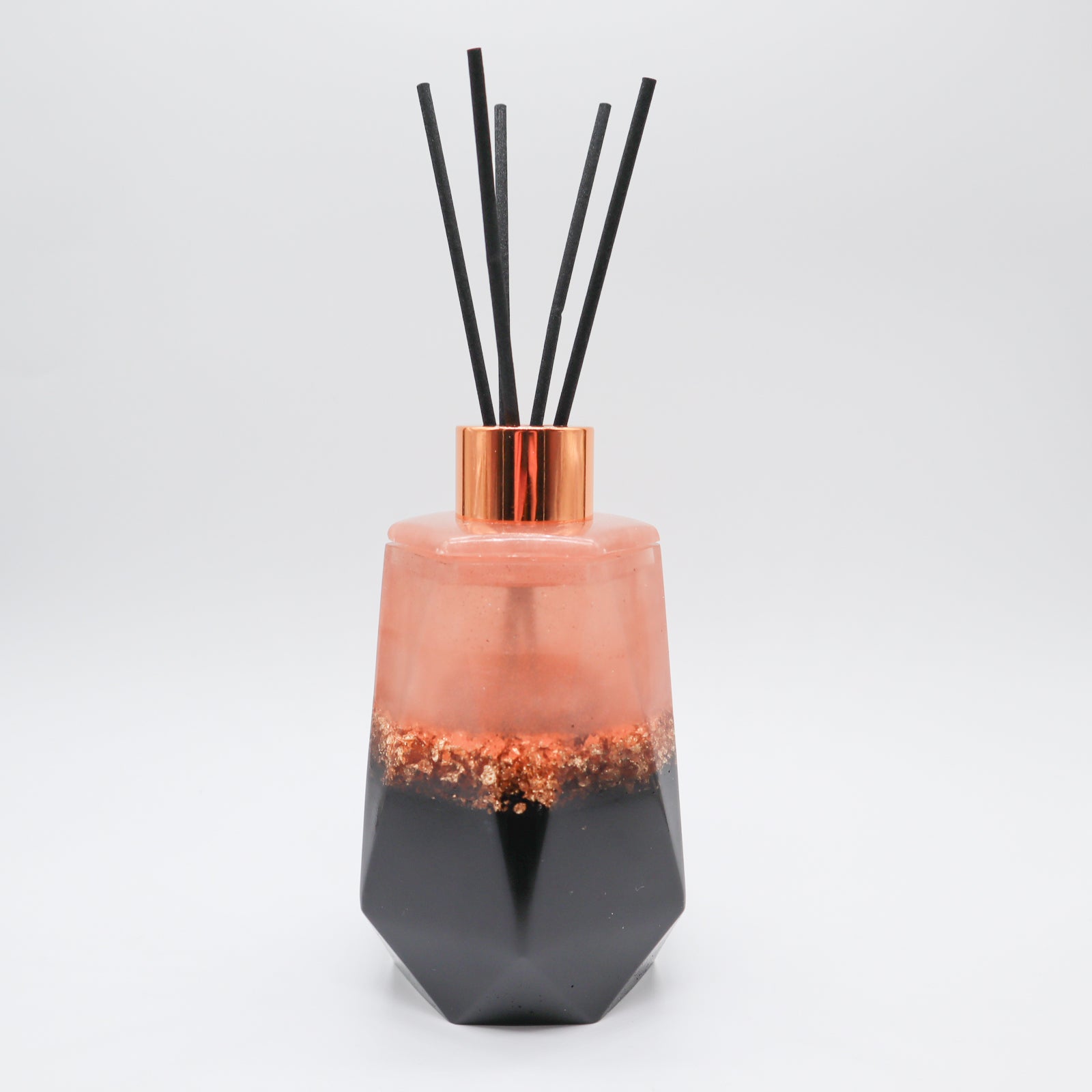 Geurstokjes houder zes-kant champagne goud en zwart