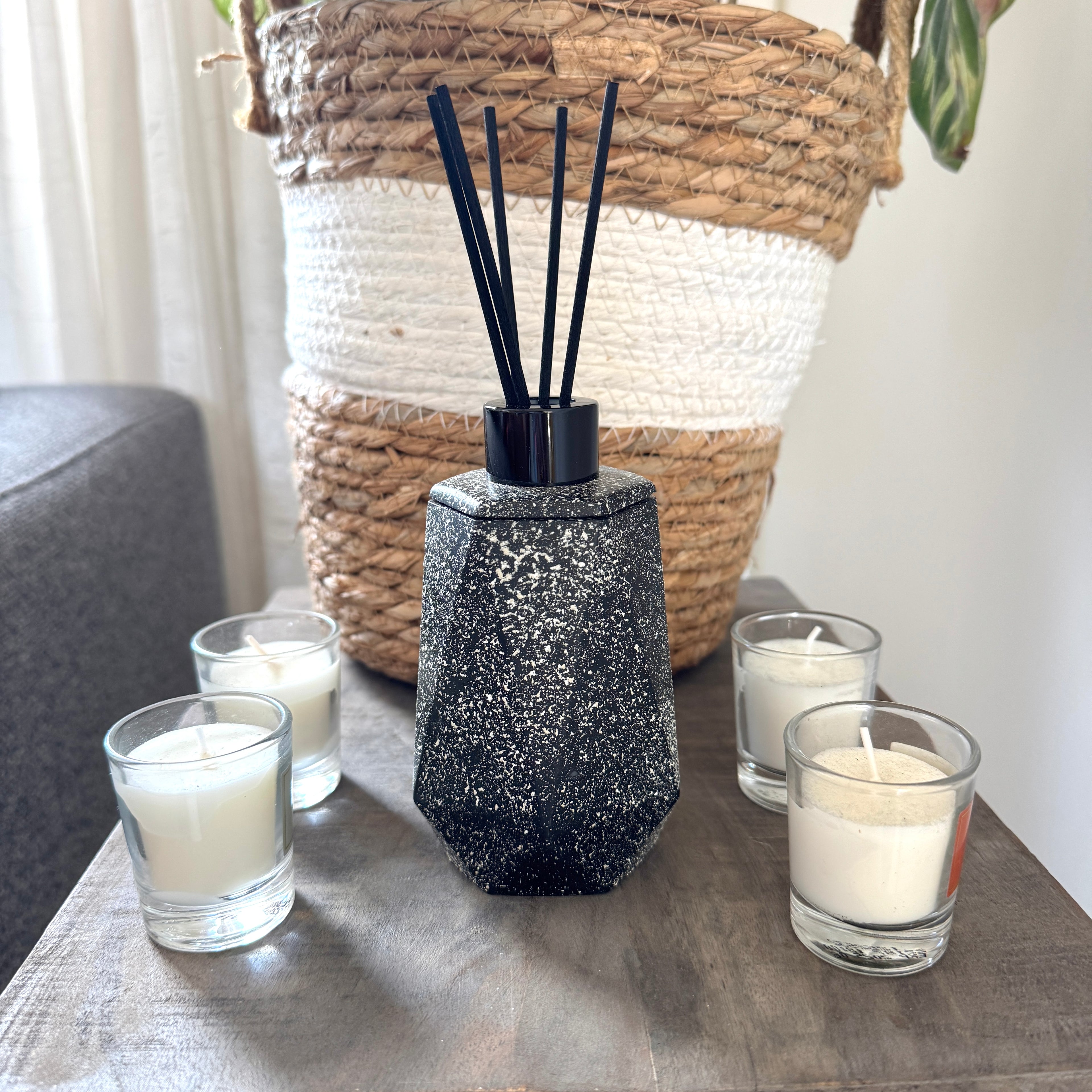 Geurstokjes houder zes-kant graniet look