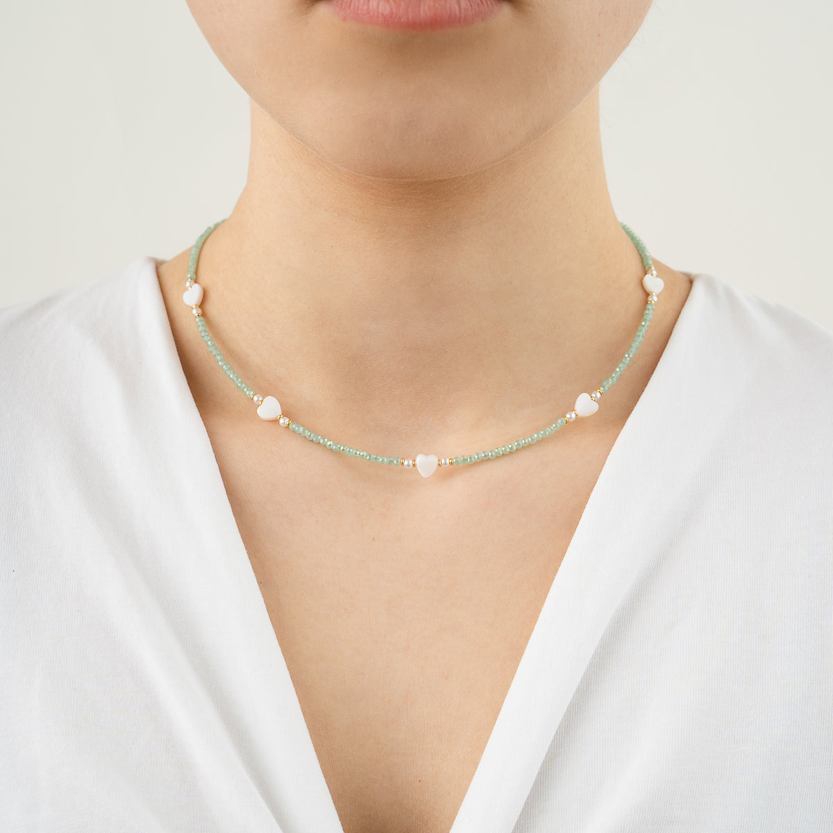 Kralen ketting met hartjes