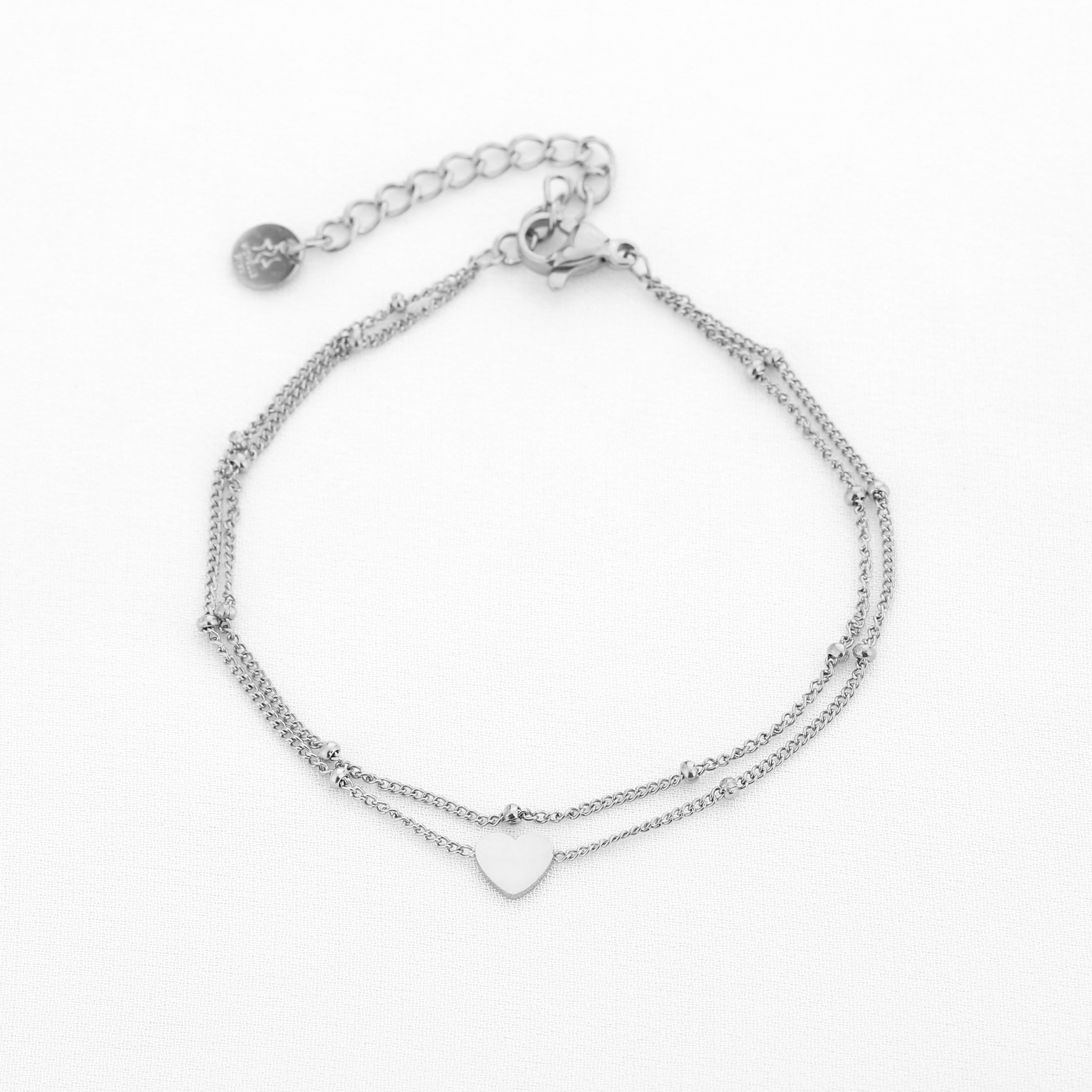 Bracelet double minimaliste avec cœur