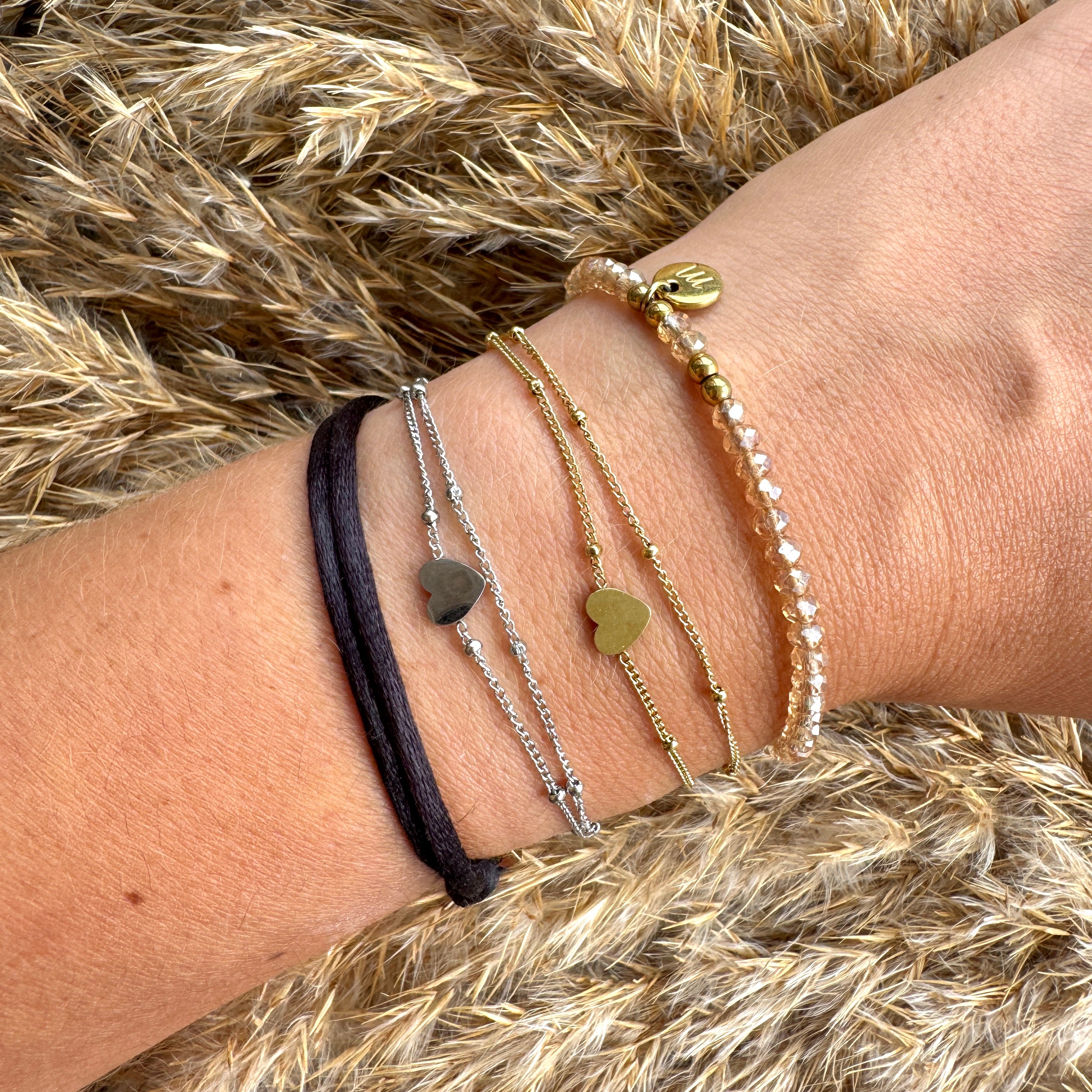 Bracelet double minimaliste avec cœur