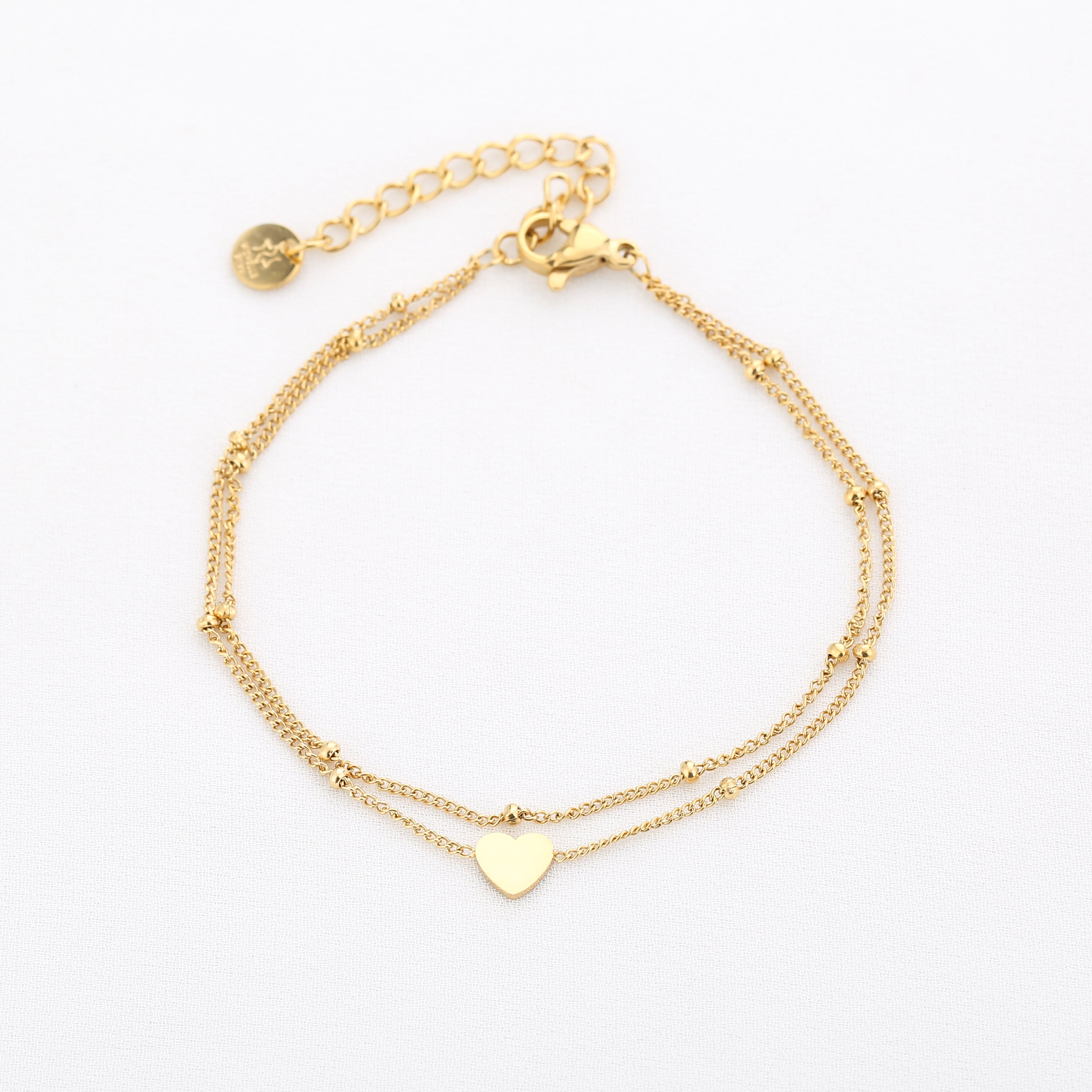 Bracelet double minimaliste avec cœur