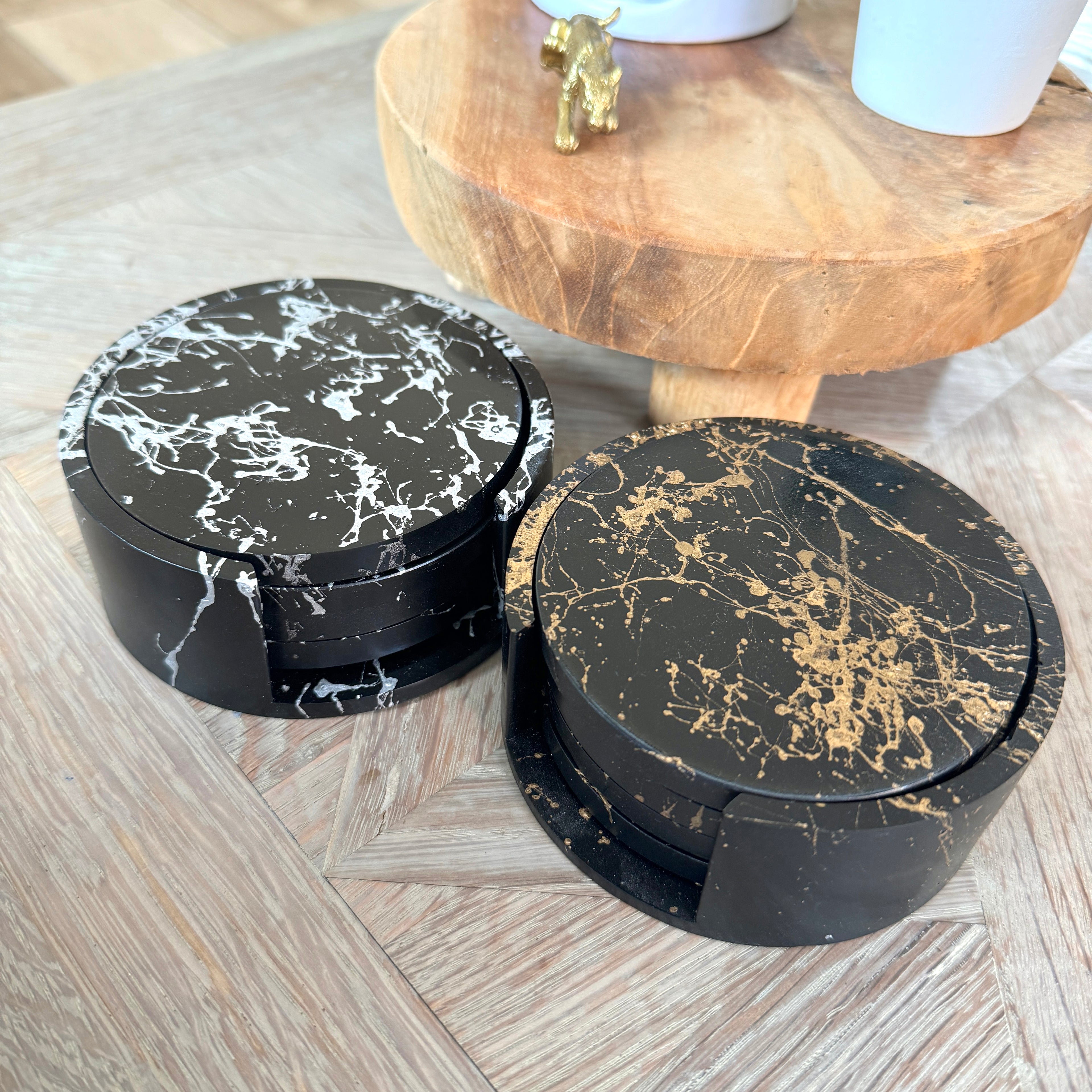 Marmer look onderzetters met houder