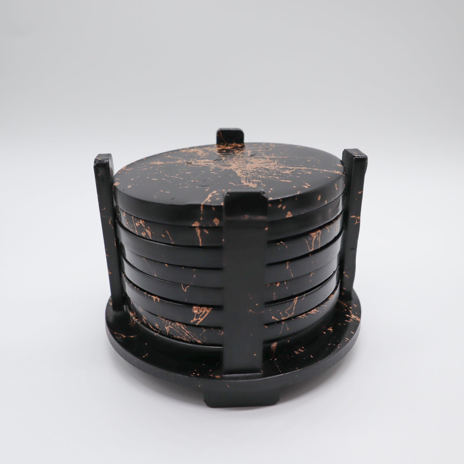 Onderzetters 8 stuks zwart marmer look