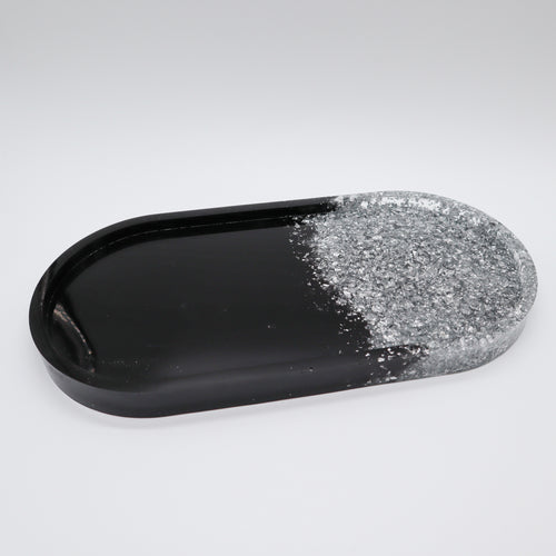 Plateau groot zwart en vlokken