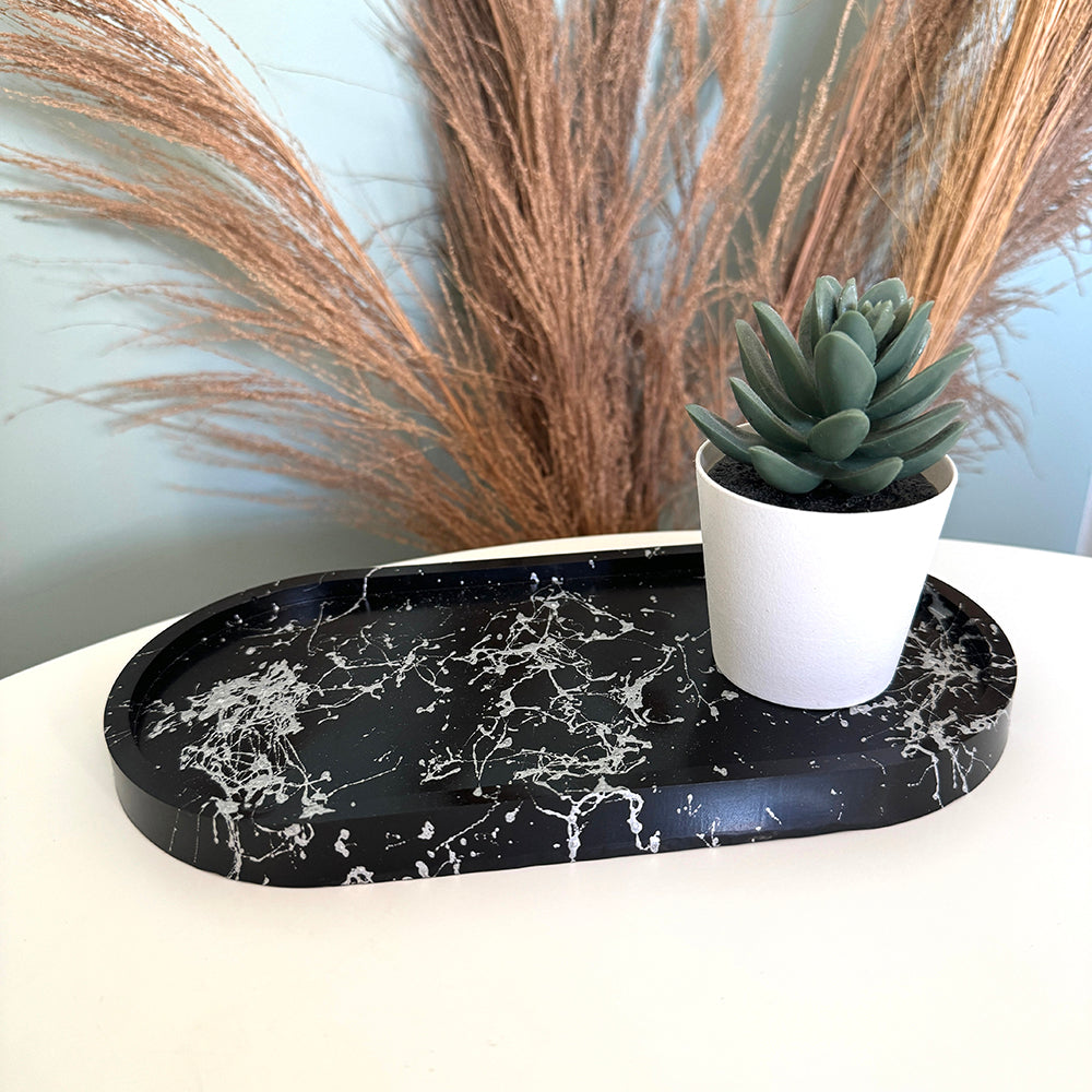 Plateau groot zwart marmer