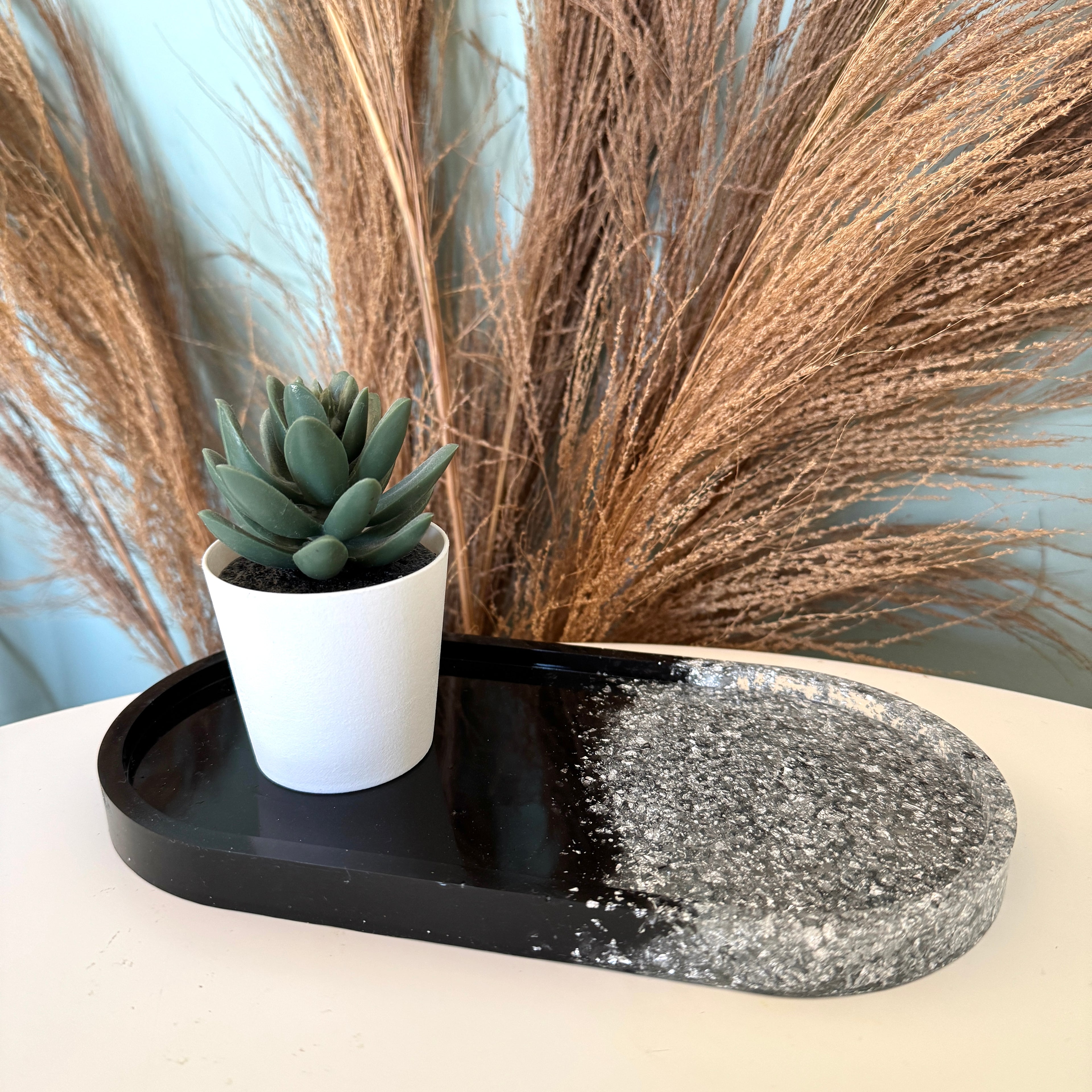 Plateau groot zwart en vlokken