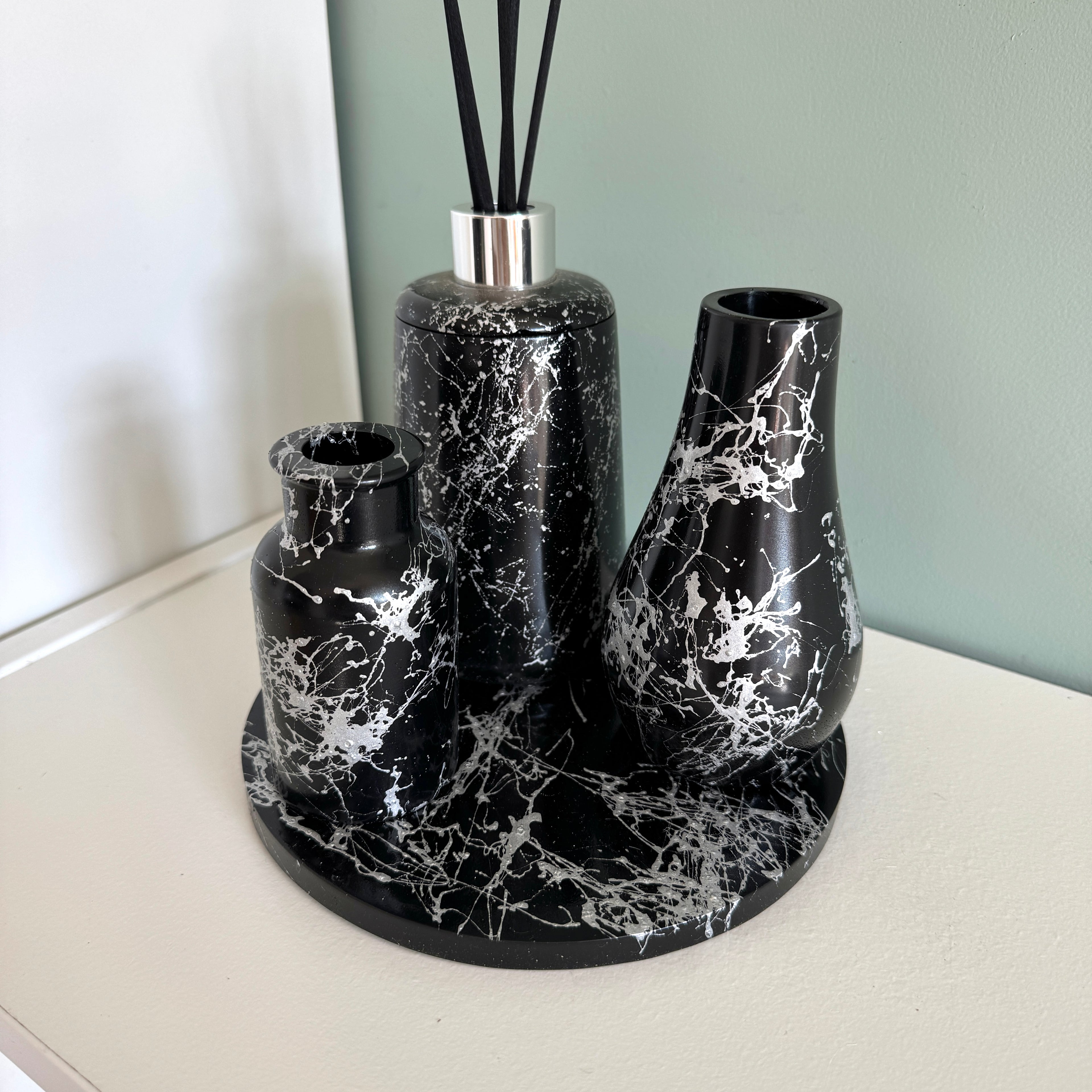 Rond plateau zwart marmer