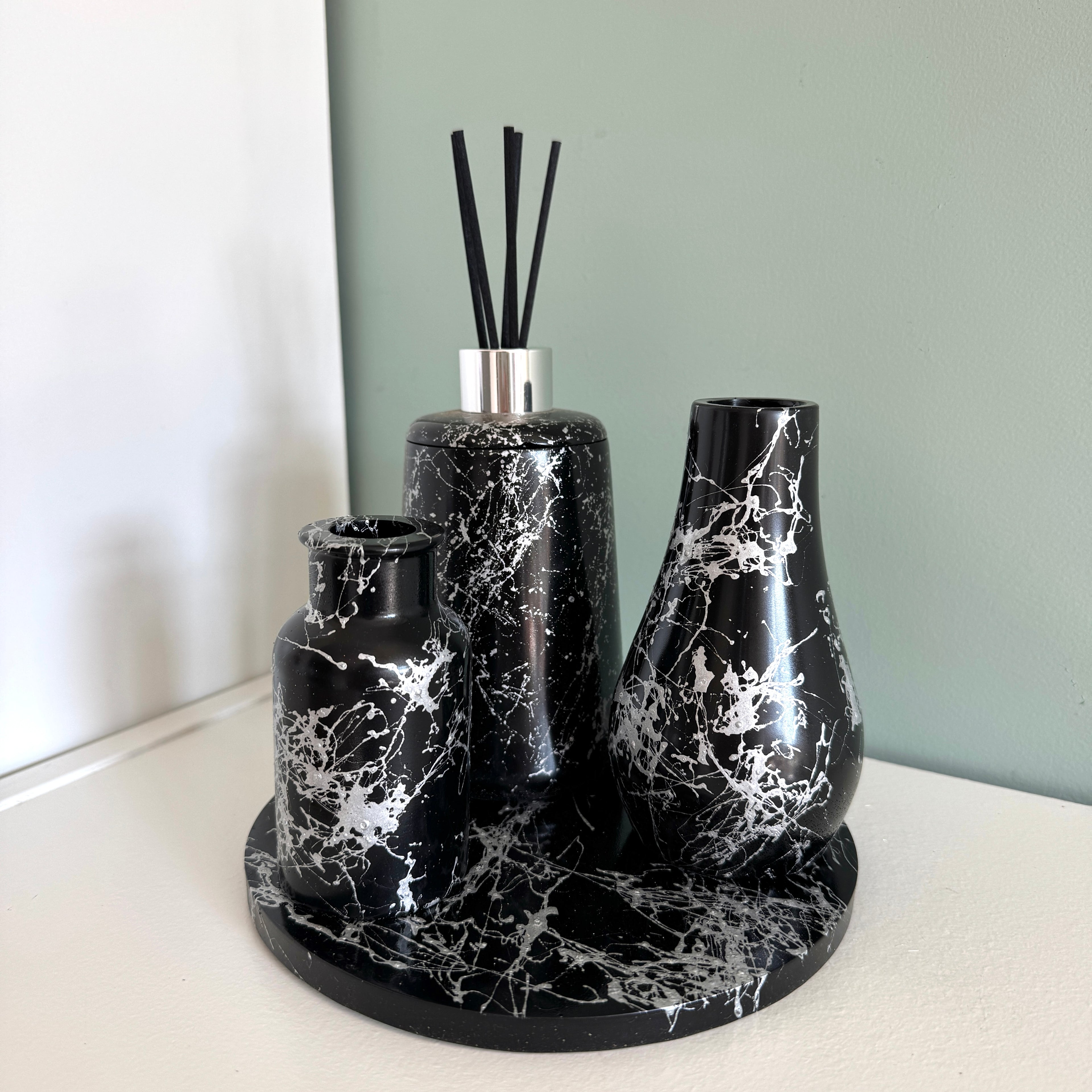 Rond plateau zwart marmer