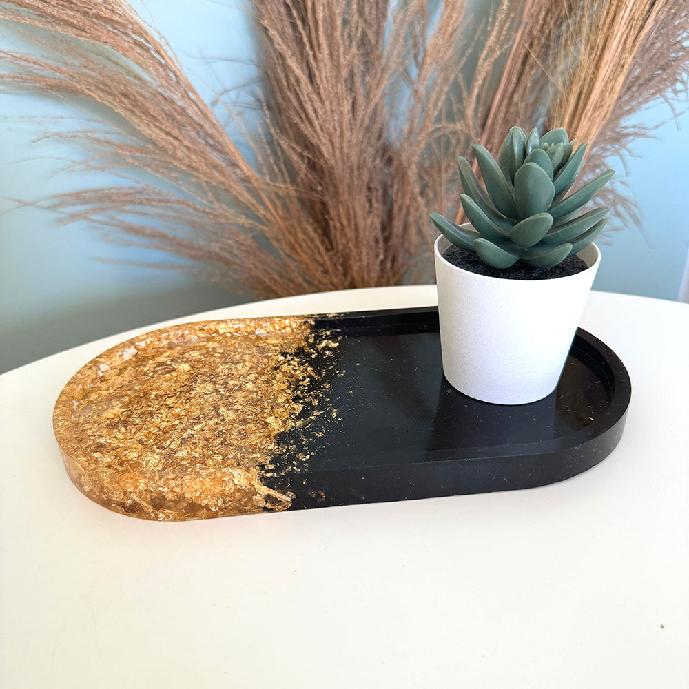 Plateau groot zwart en vlokken