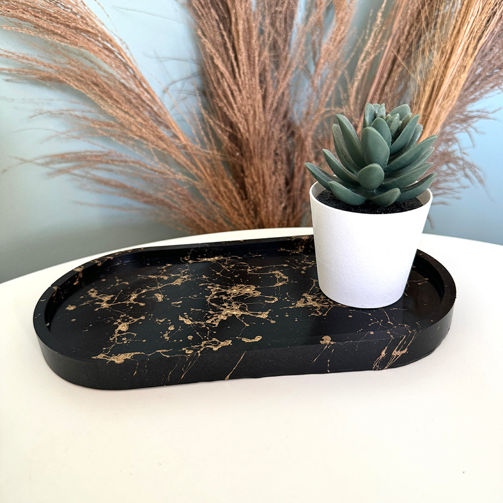Plateau groot zwart marmer