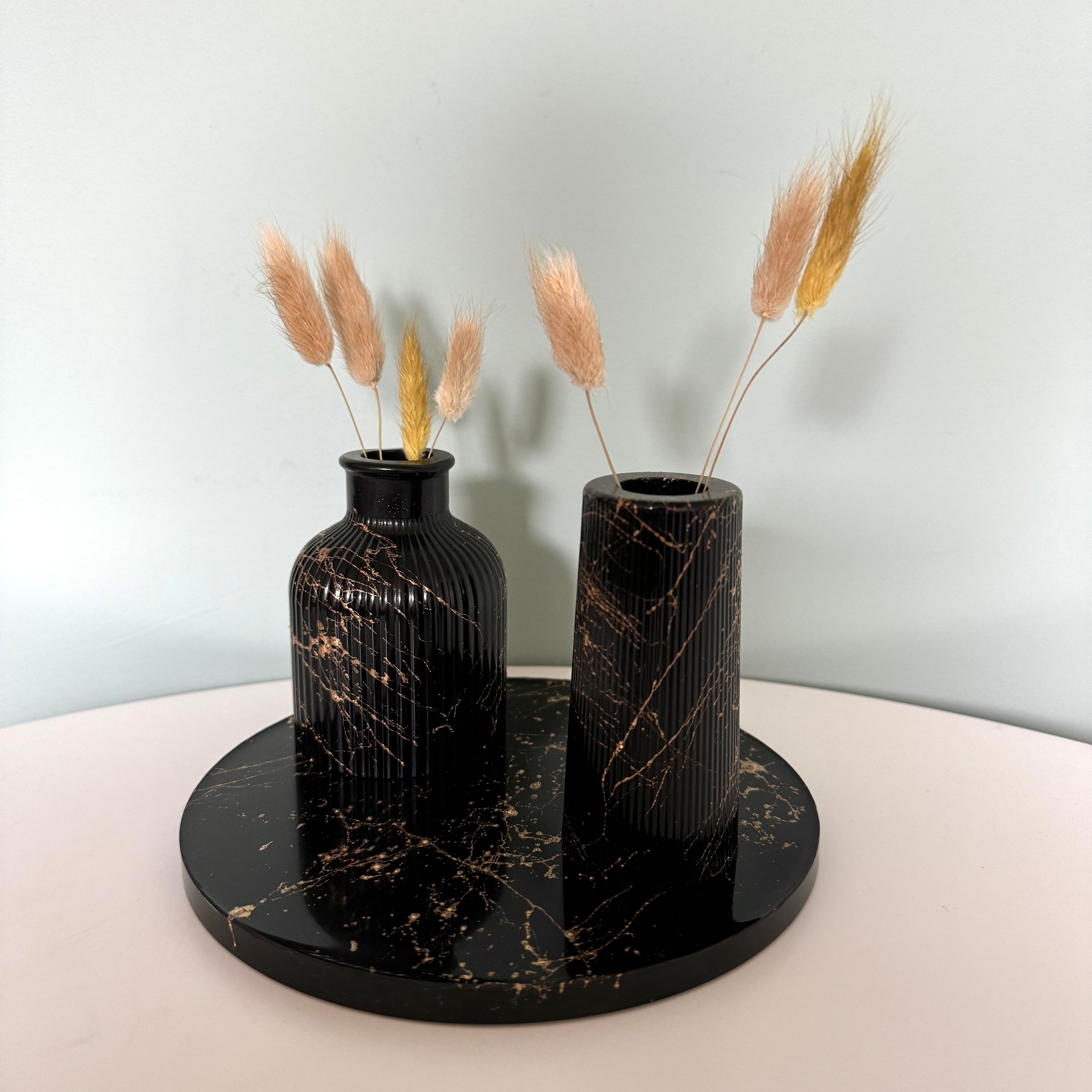 Rond plateau zwart marmer