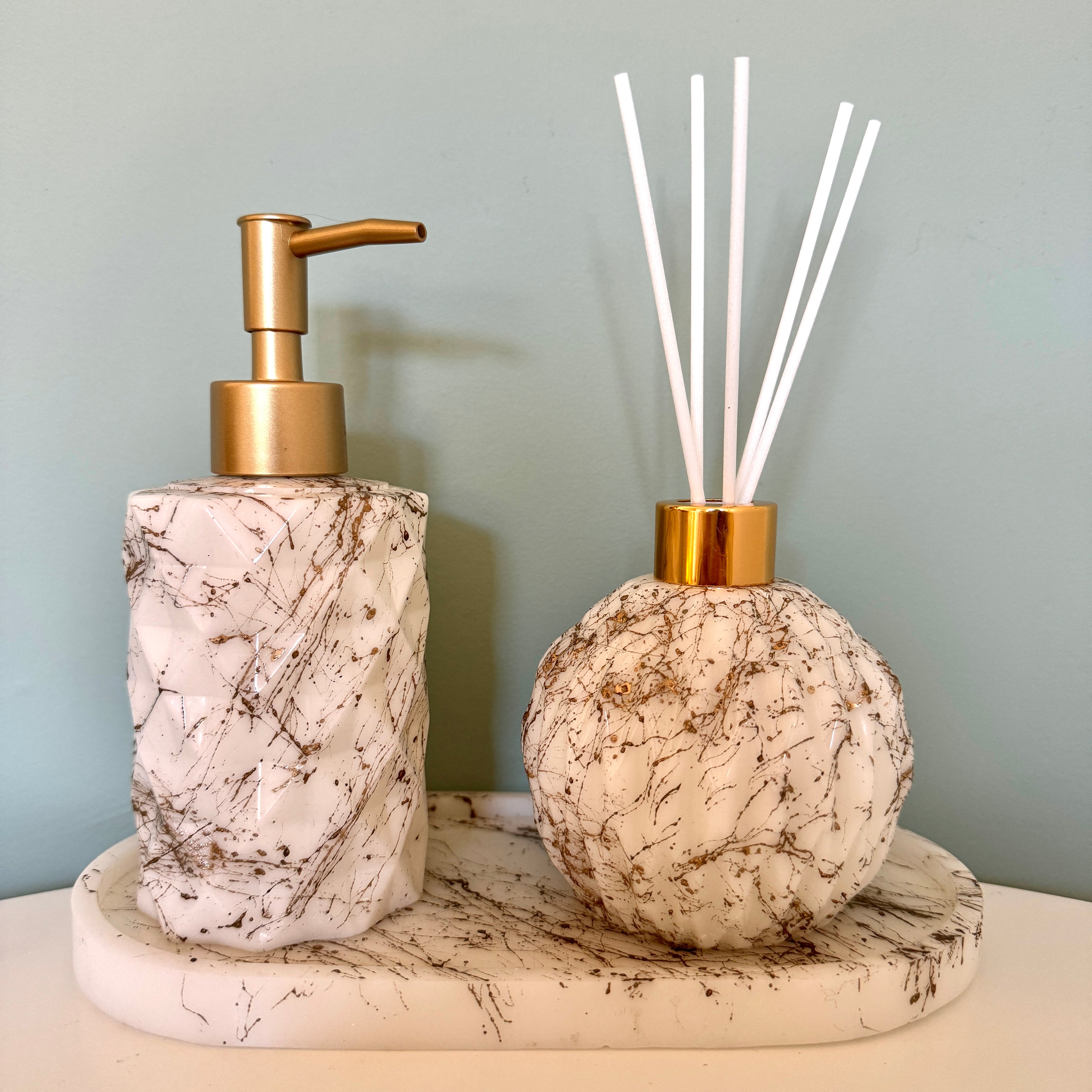 Marmer look wit geurstokjes houder
