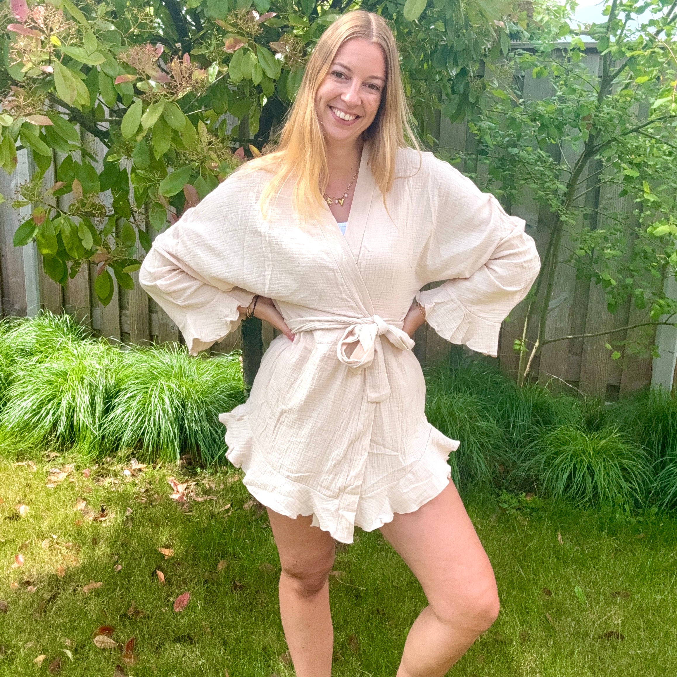 Tweedelig matchende set beige