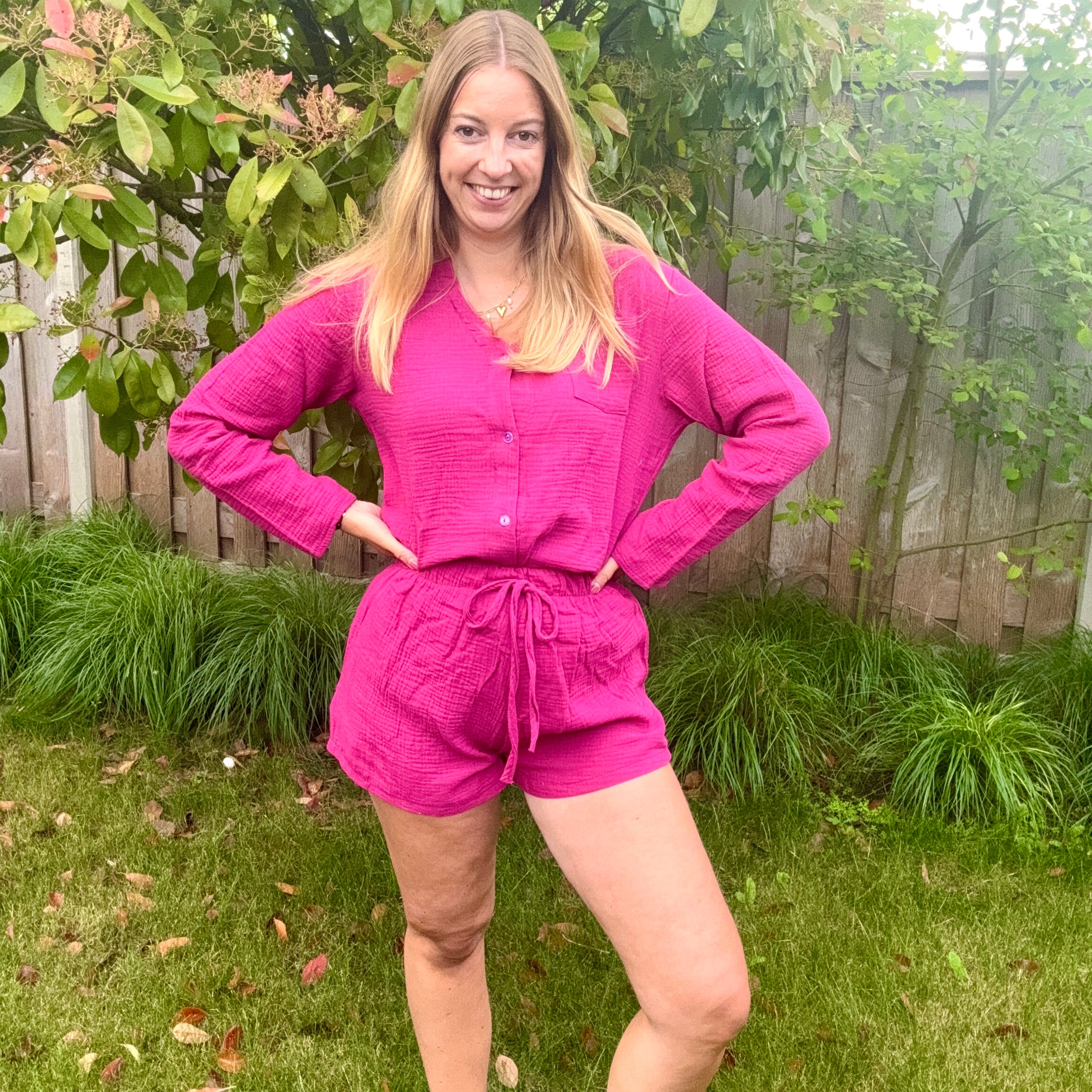 Tweedelige matchende set fuchsia