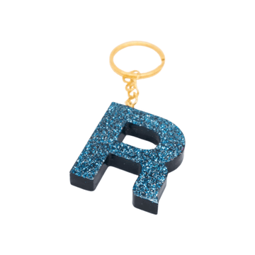 Glitter alfabet sleutelhanger blauw