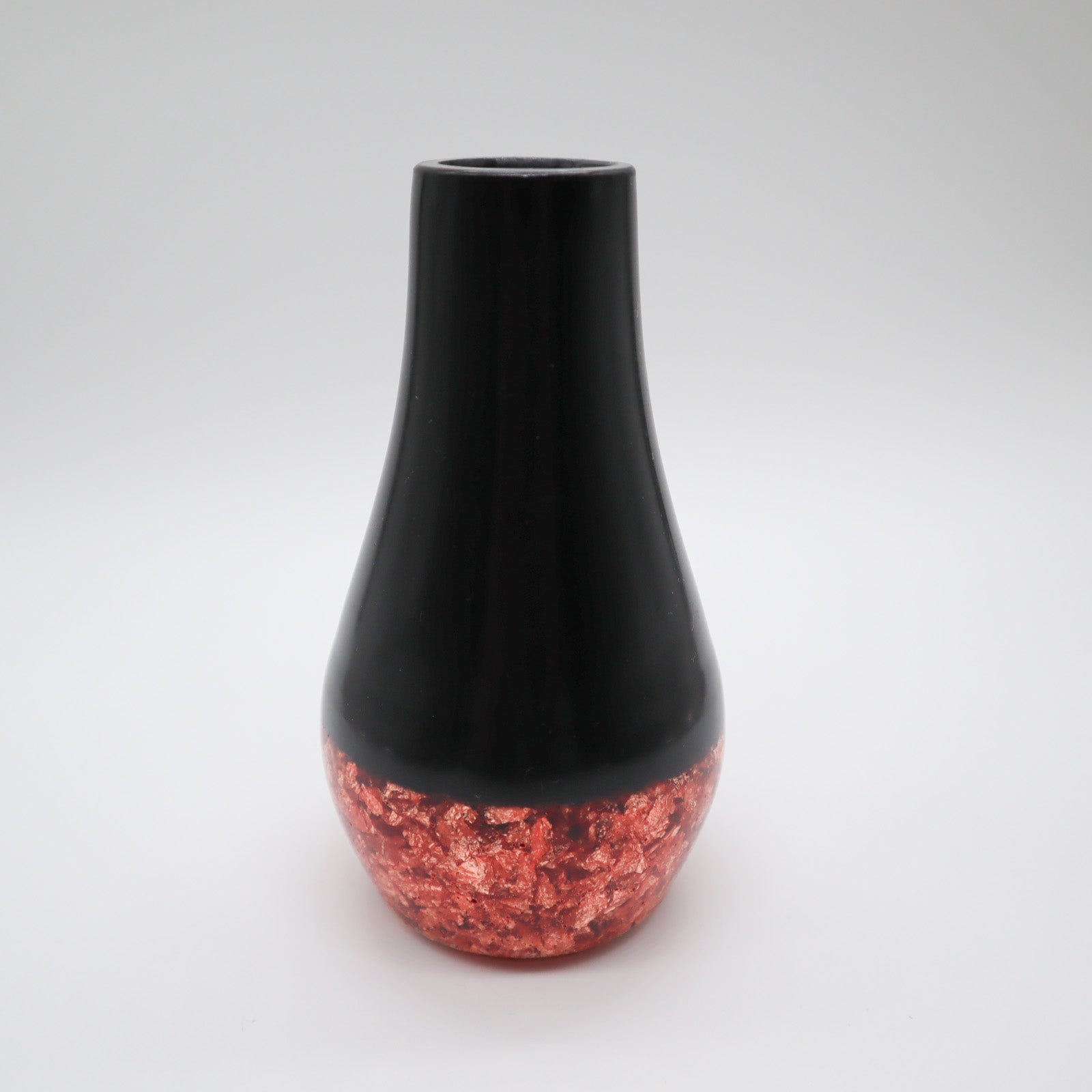 Vaasje groot zwart met vlokken