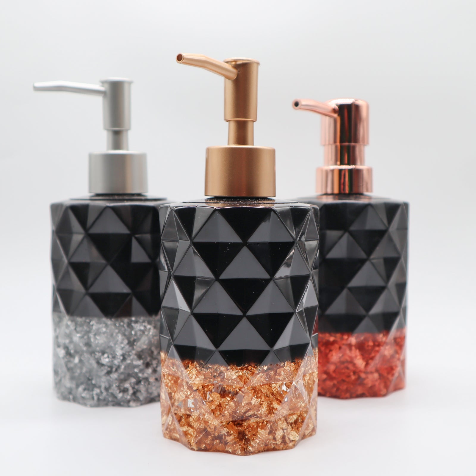 Zwart met vlokken zeepdispenser