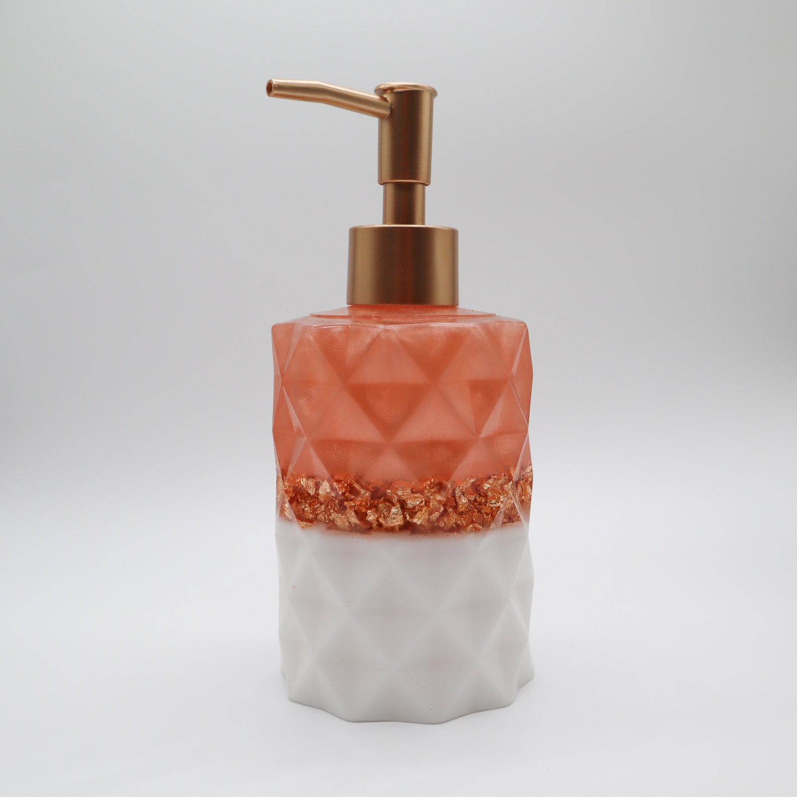 Distributeur de savon champagne, paillettes d'or et blanc